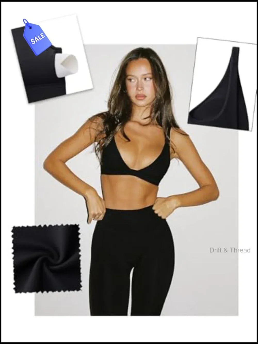 Deep V-Neck Sports Bra Padded Wireless U Back Workout Yoga Crop Top